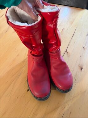 Red Women's Winter Faux-Fur Lined Rain Boots